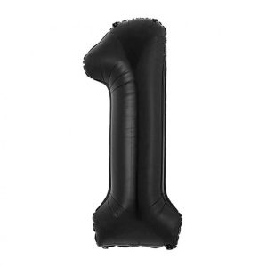 Number B&C Matt svart svart nummer 1 folieballong 85 cm