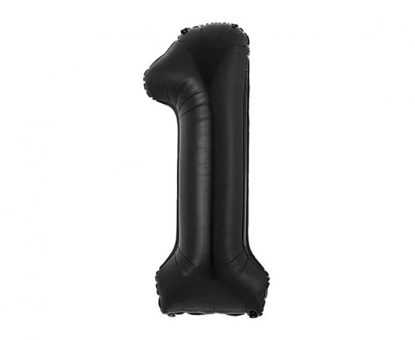Number B&C Matt Black Svart Nummer 1 Folieballong 85 cm