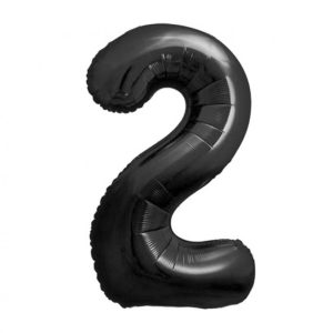 Number B&C Matt Black Svart Nummer 2 Folieballong 85 cm
