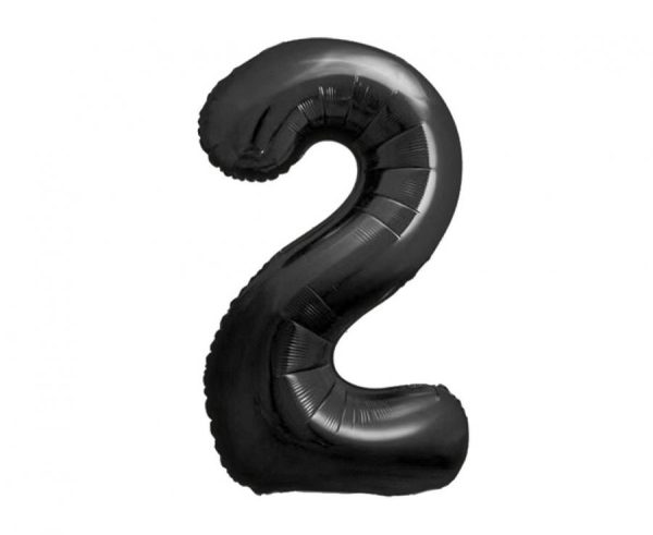 Number B&C Matt Black Svart Nummer 2 Folieballong 85 cm