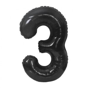 Number B&C Matt svart svart nummer 3 folieballong 85 cm