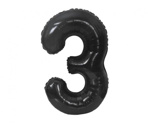 Number B&C Matt Black svart sifferballong 85 cm