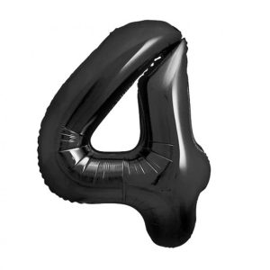 Number B&C Matt svart svart sifferballong 4 folie 85 cm