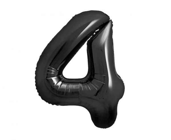 Number B&C Matt Black svart folieballong nummer 4 85 cm