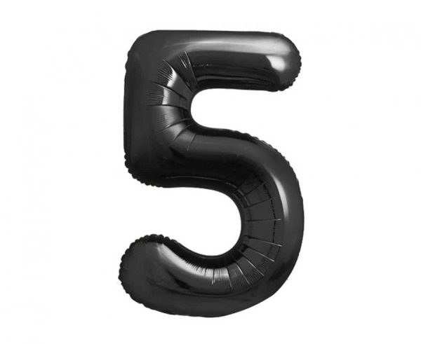 Number B&C Matt Black Svart Nummer 5 Folieballong 85 cm
