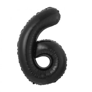 Number B&C Matt Black Svart Nummer 6 Folieballong 85 cm