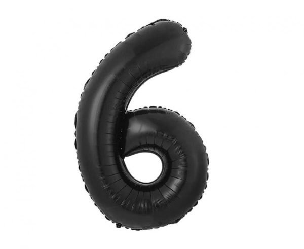 Number B&C Matt Black Svart Nummer 6 Folieballong 85 cm