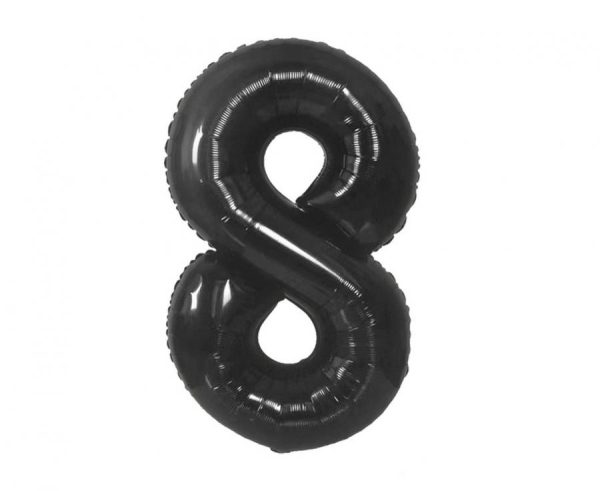Number B&C Matt Black Svart Nummer 8 Folieballong 85 cm