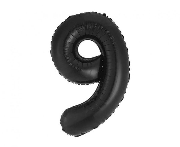 Number B&C Matt Black svart nummer 9 folieballong 85 cm