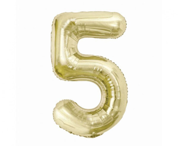 Number B&C Champagne färgad nummer 5 folieballong 85 cm