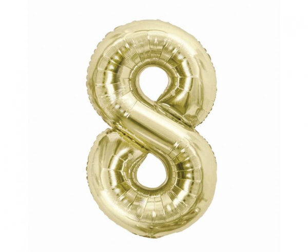 Number B&C Champagne färgad nummer 8 folieballong 85 cm