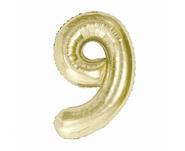 Number B&C Champagne färgad nummer 9 folieballong 85 cm