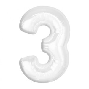 Number B&C Vit Vit Nummer 3 Folieballong 92 cm