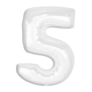 Number B&C Vit Vit Nummer 5 Folieballong 92 cm