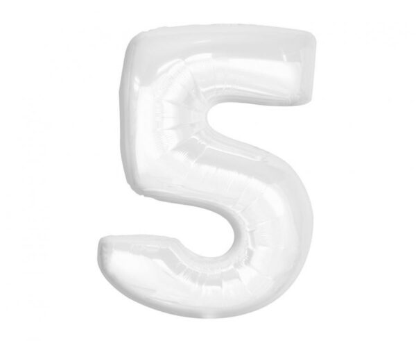 Number B&C Vit Nummer 5 Folieballong 92 cm