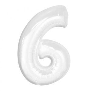 Number B&C Vit Vit sifferballong 6 folie 92 cm