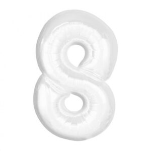 Number B&C vit folieballong siffra 8, 92 cm