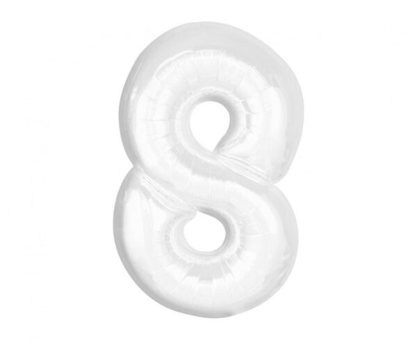 Number B&C vit folieballong nummer 8 92 cm