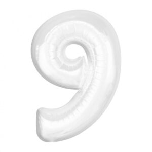 Number B&C Vit Vit nummer 9 folieballong 92 cm