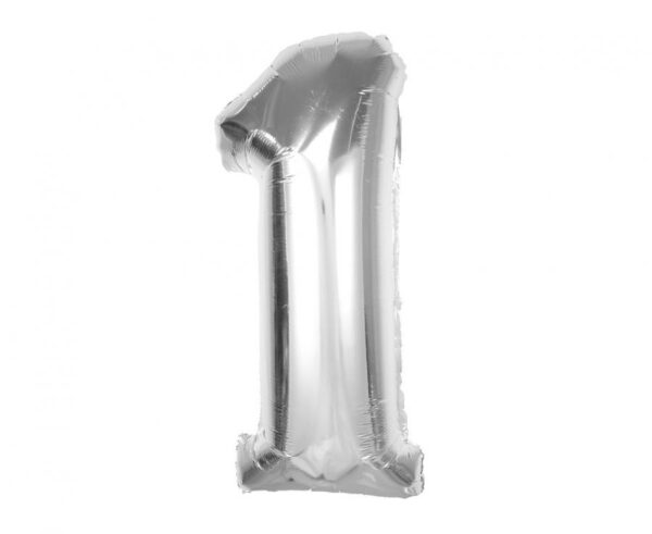 Number Silver 1 Folieballong 92 cm