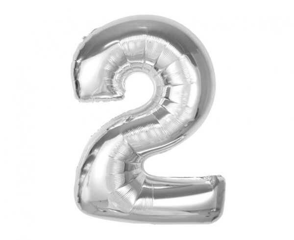 Number Silver 2 Folieballong 92 cm