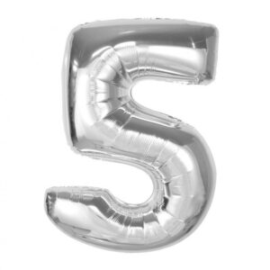 Sifferballong silver nummer 5, 92 cm