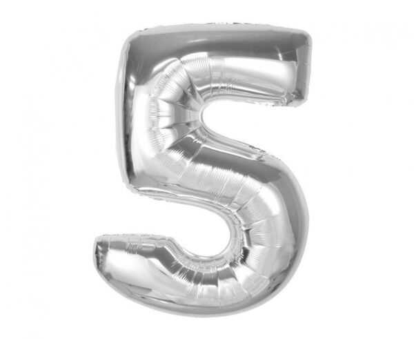 Number Silver nummer 5 folieballong 92 cm