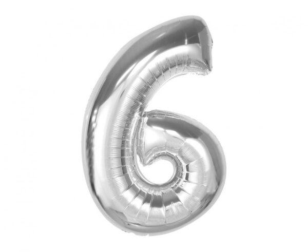 Number Silver nummer 6 folieballong 92 cm