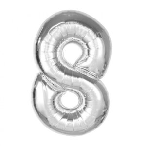 Number Silver 8 Folieballong 92 cm