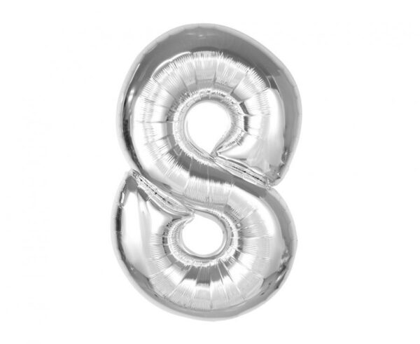Number Silver 8 Folieballong 92 cm