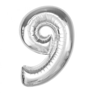 Number Silver silverballong siffra 9, 92 cm