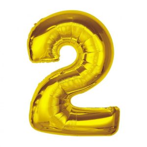 Number Gold 2 Folieballong 92 cm