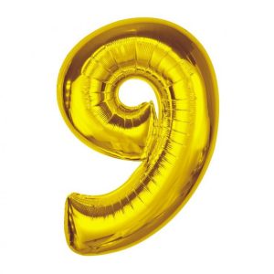 Number Gold Sifferballong 9 Folie 92 cm