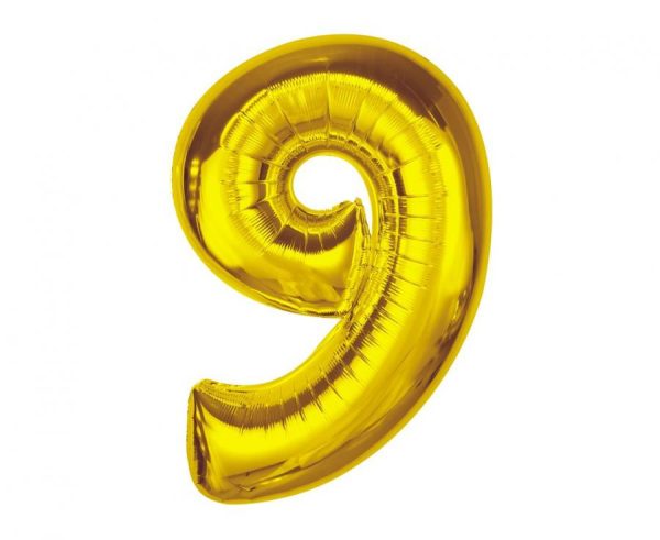 Number Gold 9 Folieballong 92 cm