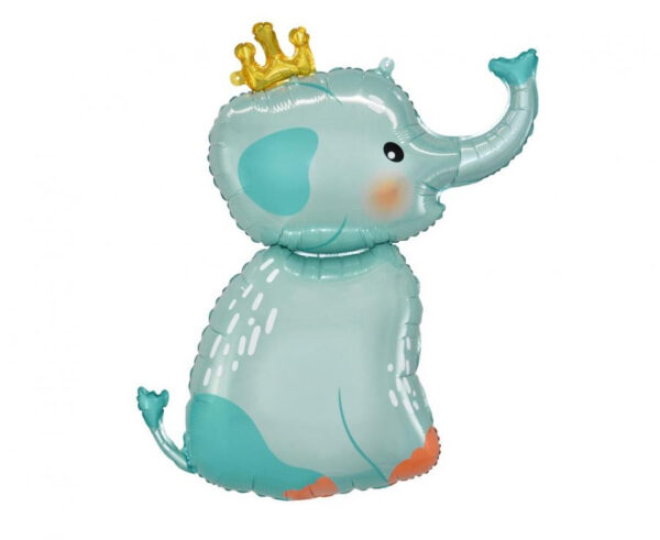 Elephant Elephant med krona folieballong 70 cm