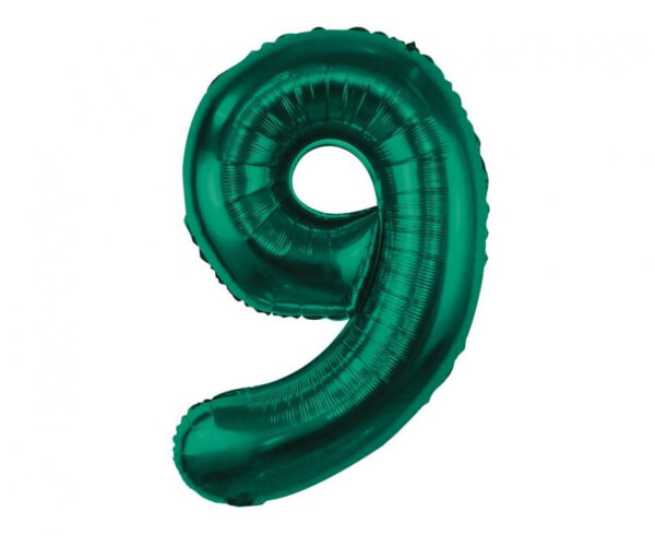 Number B&C Bottle Green Grön nummer 9 folieballong 85 cm