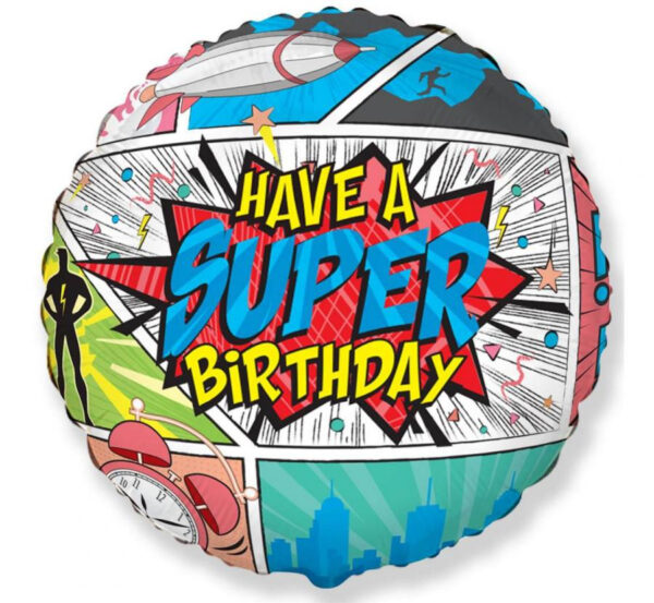 Happy Birthday Super Birthday Comic Folieballong 46 cm