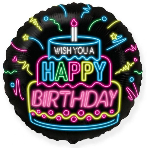 Happy Birthday folieballong 46 cm Neon