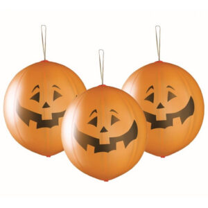 Halloweenpumpa ballong med band, set om 3, 45 cm