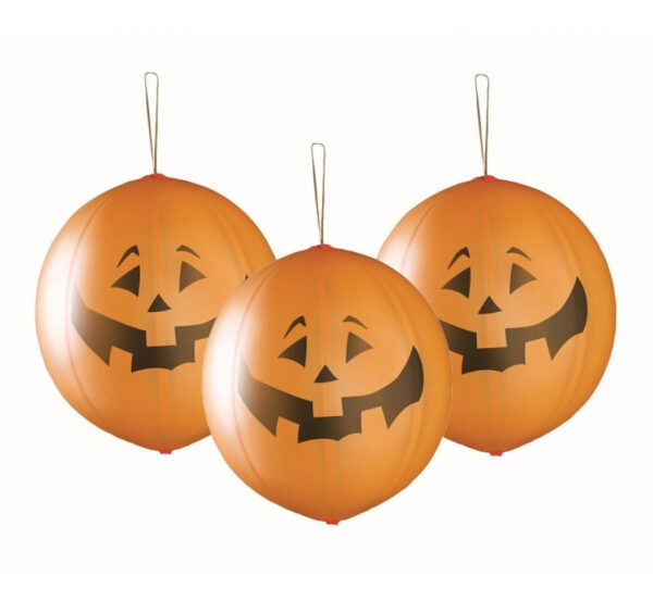Halloween pumpa ballong med band, set om 3, 45 cm