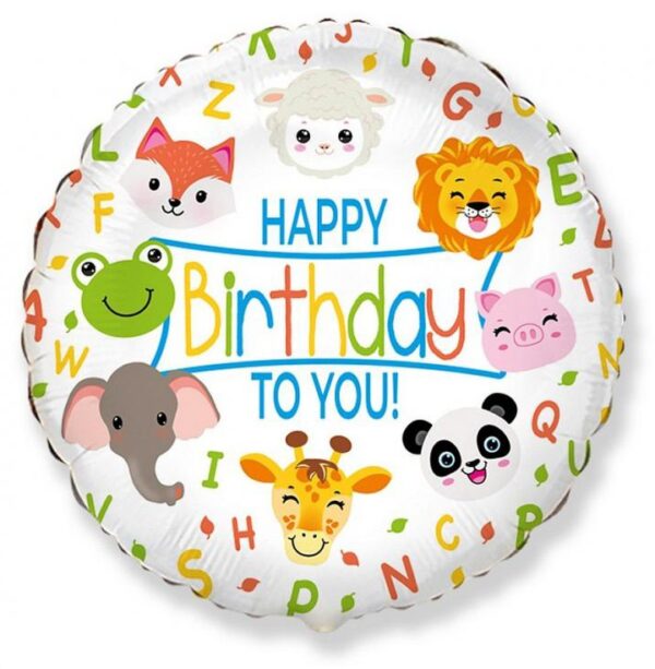 Happy Birthday Animals folieballong 46 cm