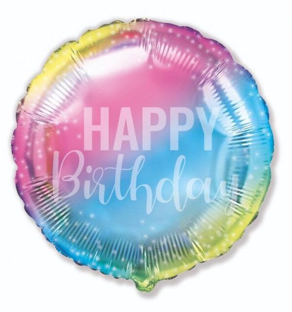 Happy Birthday Pastell Regnbåge Folieballong 46 cm