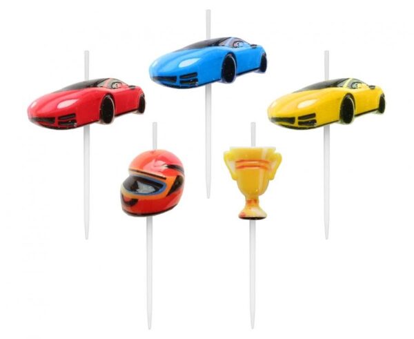 Car Racing tårtljus, set med 5 ljus