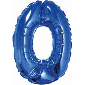 Number Blue 0 mini folieballong 35 cm