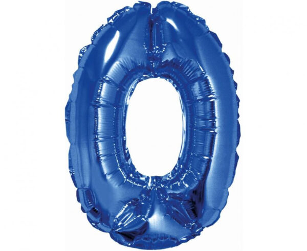 Number blå 0 mini folieballong 35 cm