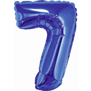Number Blue, blå 7 mini folieballong 35 cm