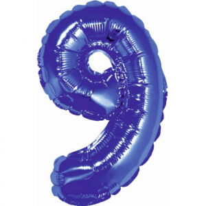 Number Blue, blå nummer 9 mini folieballong 35 cm