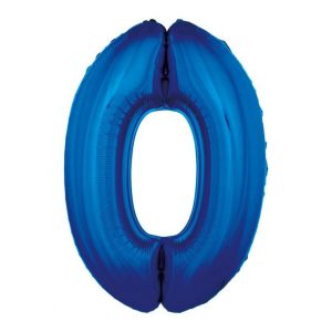 Number B&C blå folieballong siffra 0, 92 cm