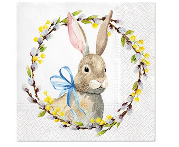 Rabbit servetter med kransmotiv 20-pack 33x33 cm