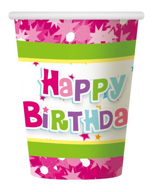 Happy Birthday pappersmuggar 6-pack 270 ml